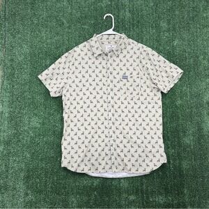 Burlebo Mens Button Up Performance Shirt USA Print Short Sleeve L